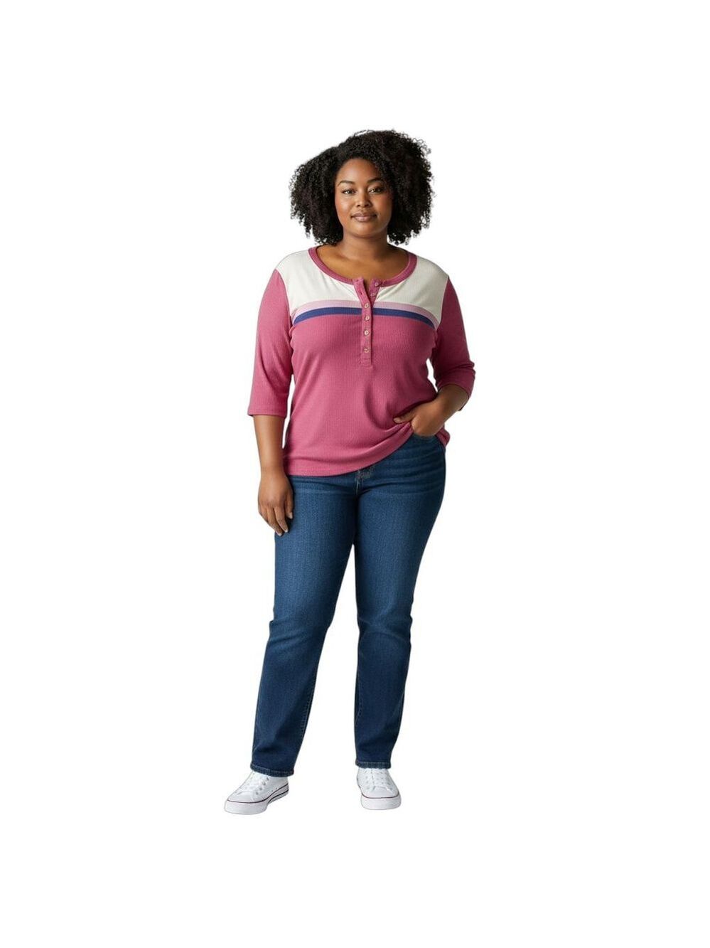 Torrid Colorblock Waffle Knit Henley Top Women’s 2X